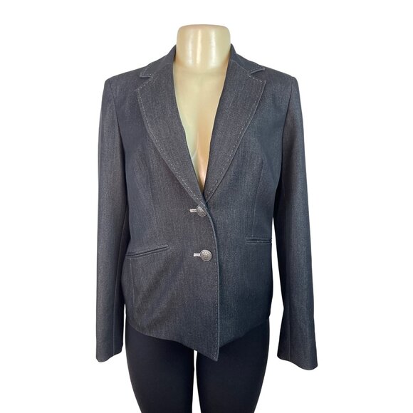 Kasper Womens Charcoal Gray Blazer Two-Button Closure Long Sleeves Sz 12 - New - Picture 1 of 10